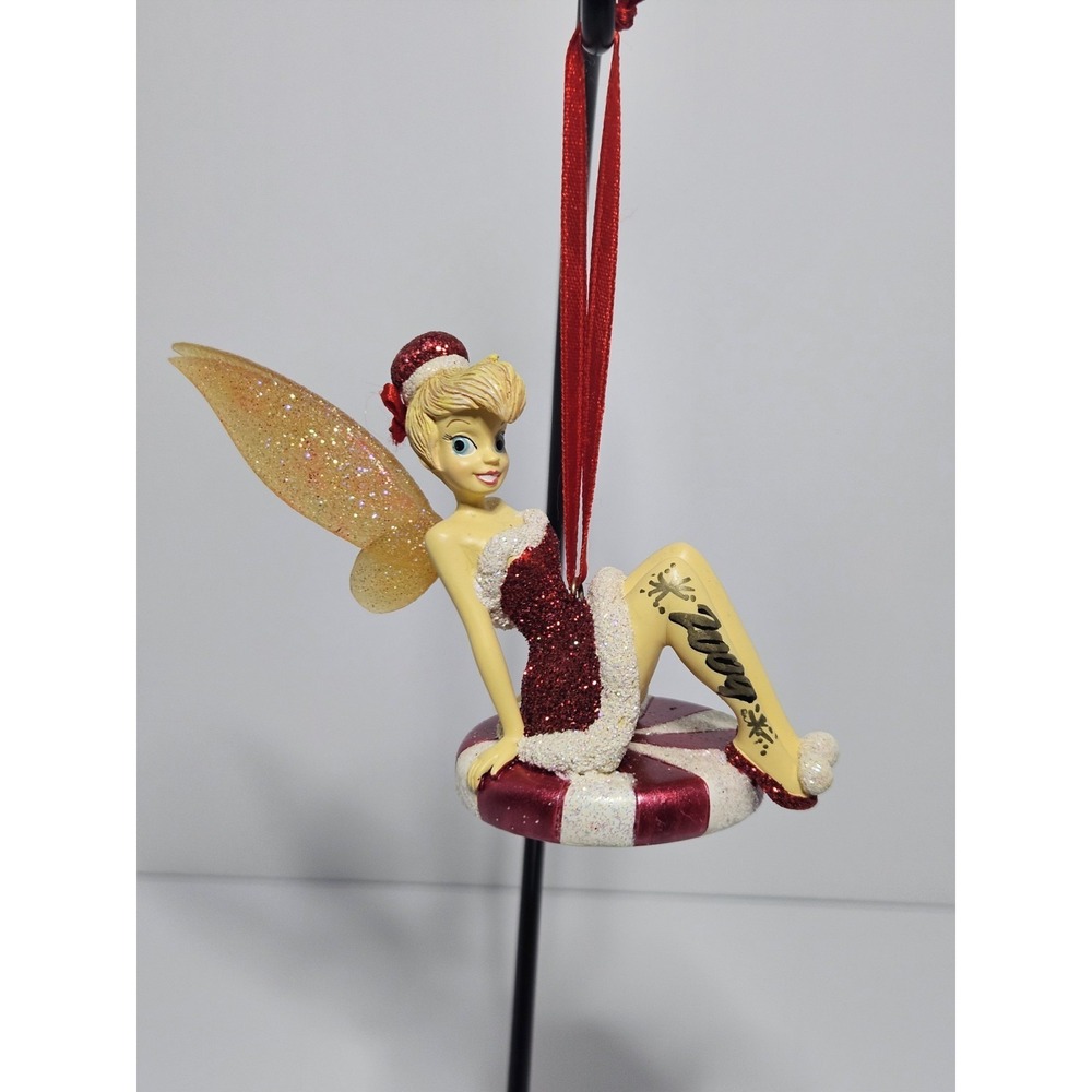 Disney Tinker Bell Peppermint Christmas Ornament Hallmark 2009 Santa Dress RARE!